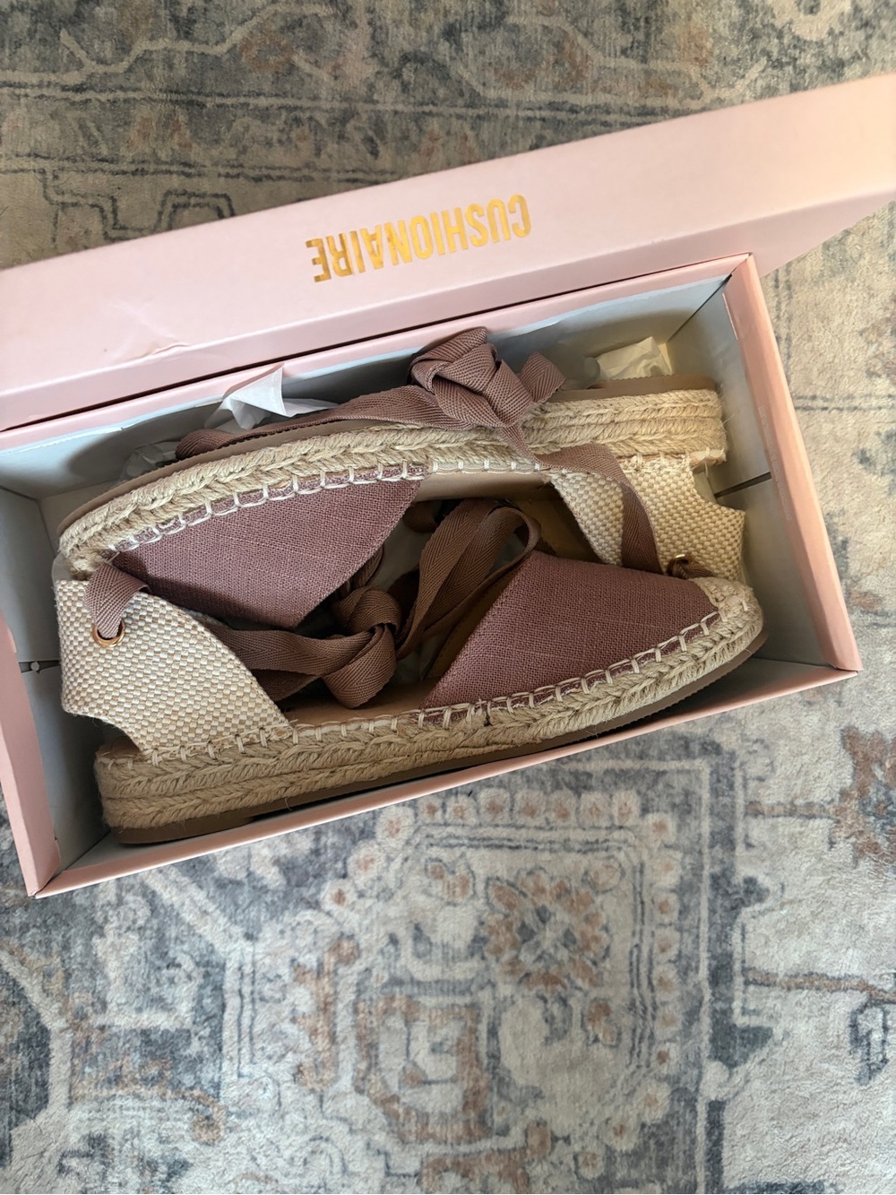 CUSHIONAIRE Talisa Espadrille Wedge in Dusty Rose